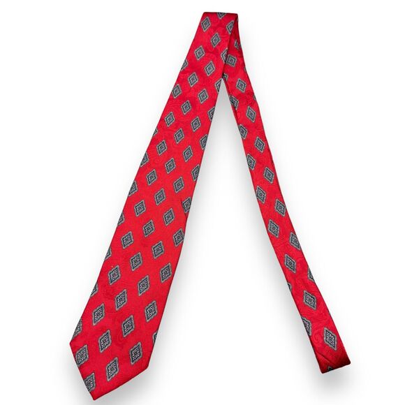 X'andrini 100% Silk Dress Tie Made in USA Geometric Medallion Print 60" 3.5" - Picture 2 of 11